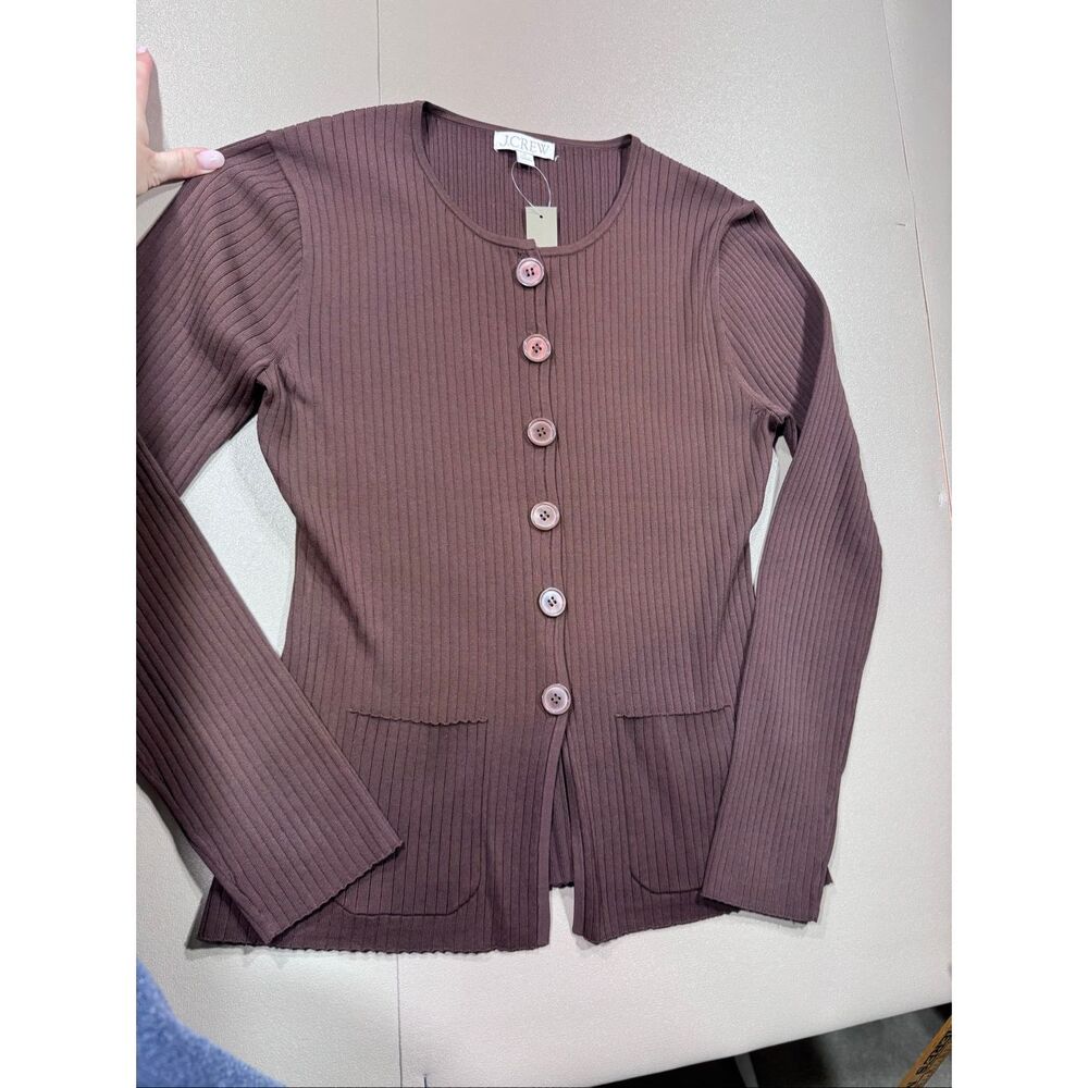 NWT J.Crew Button Down Ribbed Sweater maroon:$168